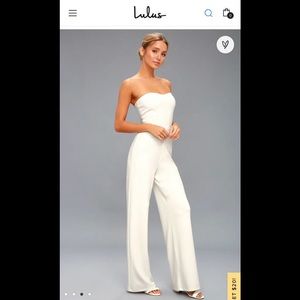 NWT Lulu’s Edith white strapless jumpsuit (never worn)